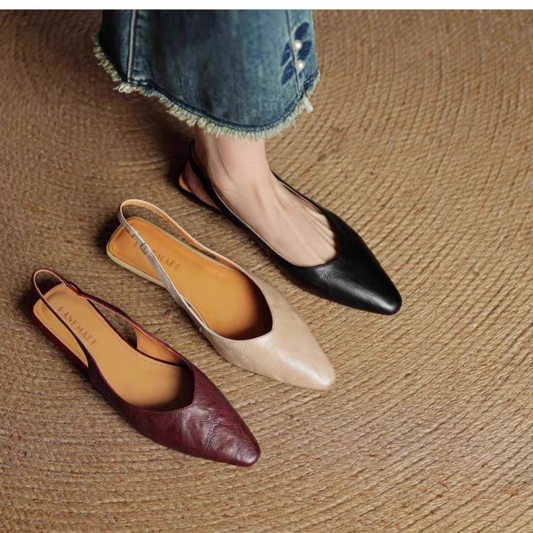 Leather Work Flats - Women's French Vintage Soft Leather Stylish