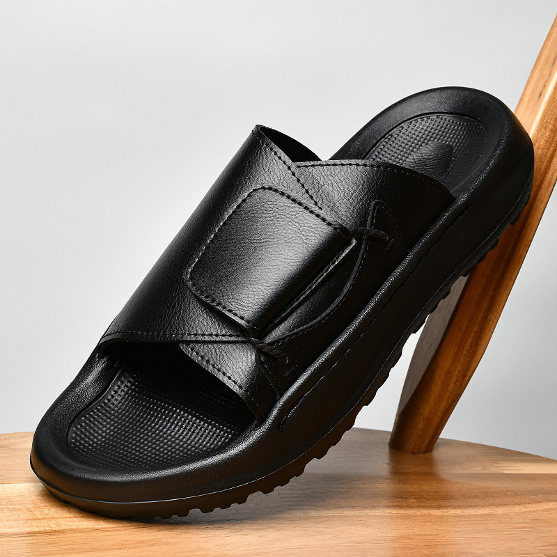 Leather Work Flats - Leather Men's Slippers Slides Casual 2026
