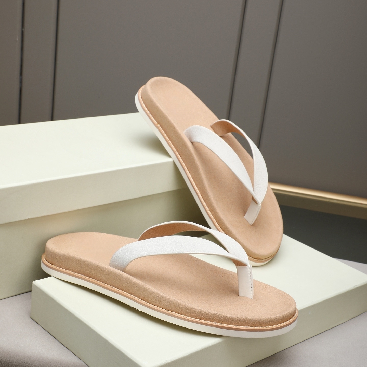 Leather Work Flats - Luxury Brand Genuine Leather Slippers, Outdoor