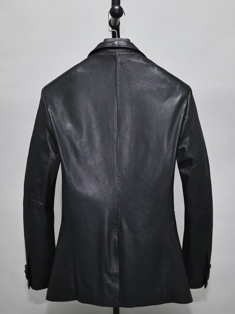 Slim Fit Solid Color Men Offic - مراجعة Leather Work Jacket Mens وسعره
