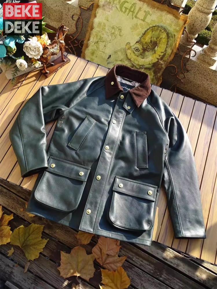 Mens Genuine Cow Leather Jacke - مراجعة Leather Work Jacket Mens وسعره