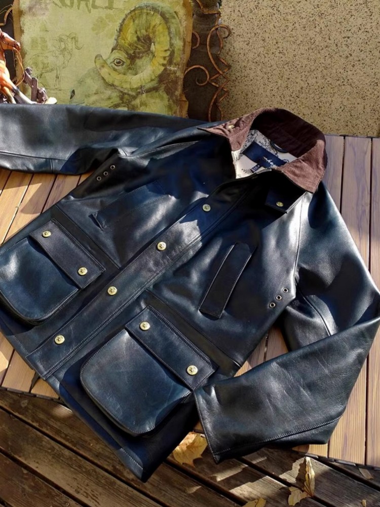 Mens Genuine Cow Leather Jacke - مراجعة Leather Work Jacket Mens وسعره