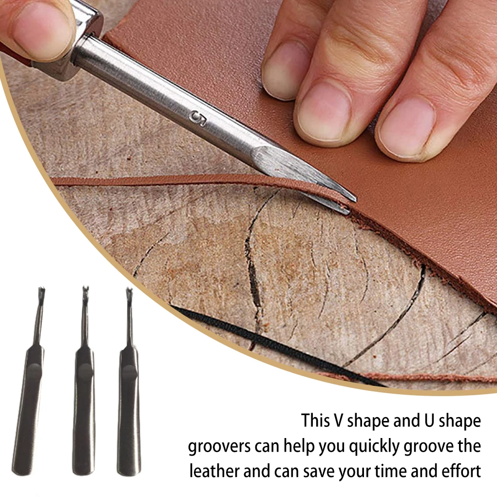 3Pcs Leather Groover Kit U V S - مراجعة Leatherwork Edge Creaser وسعره