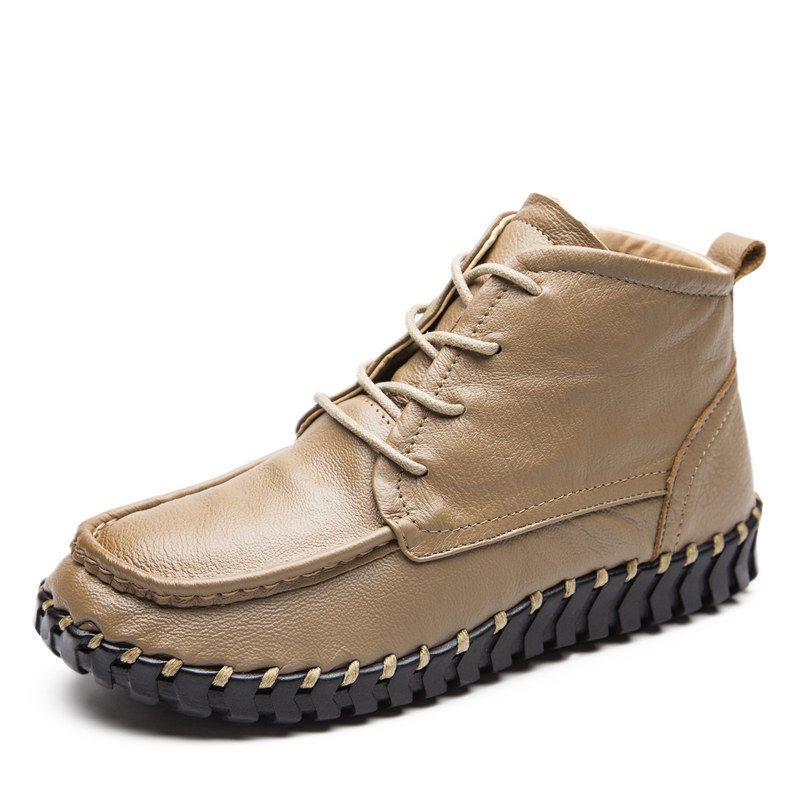 Real Leather Boots Women's Aut - مراجعة Leather Work Flats وسعره