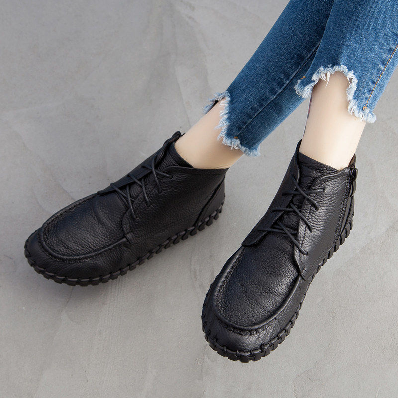 Real Leather Boots Women's Aut - مراجعة Leather Work Flats وسعره