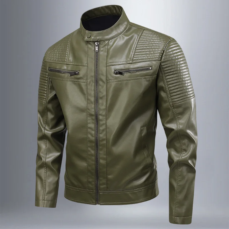 Male Korean Fashion Casual PU  - مراجعة Leather Work Jacket Mens وسعره