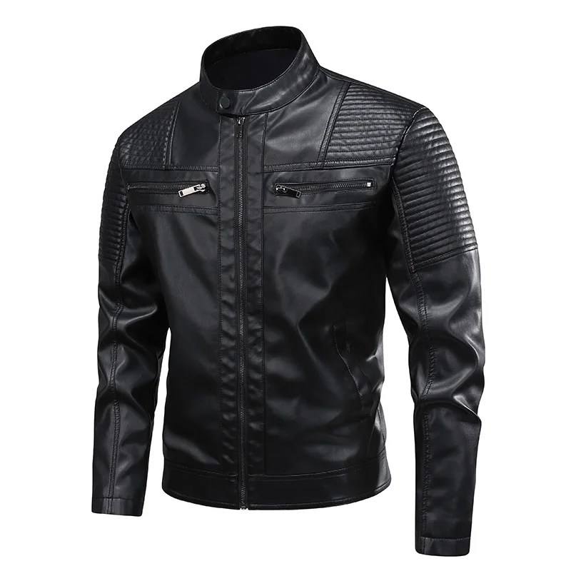 Male Korean Fashion Casual PU  - مراجعة Leather Work Jacket Mens وسعره