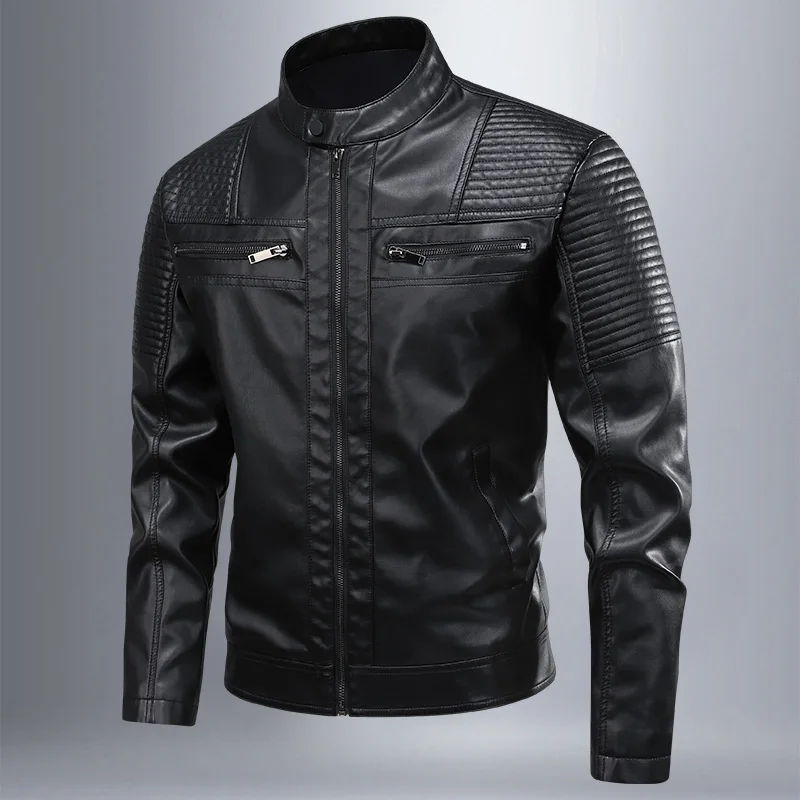 Male Korean Fashion Casual PU  - مراجعة Leather Work Jacket Mens وسعره