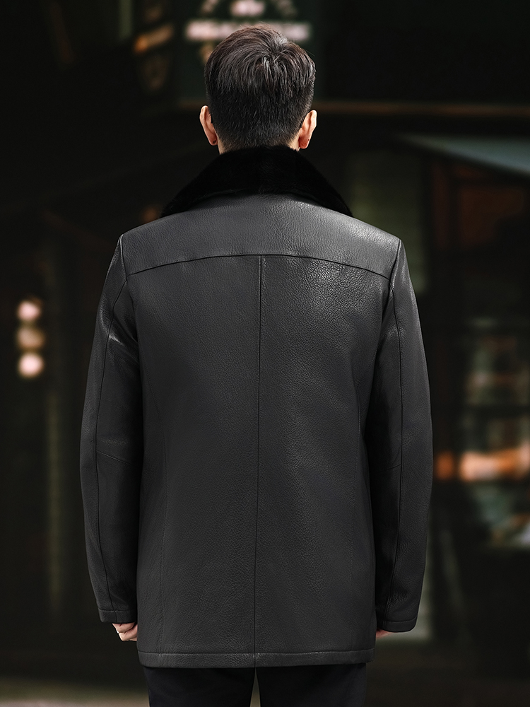 Luxury Men Winter Real Mink Fu - مراجعة Leather Work Jacket Mens وسعره