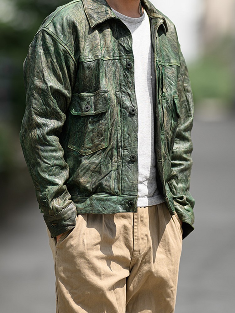 Vintage Wrinkled Real Sheepski - مراجعة Leather Work Jacket Mens وسعره