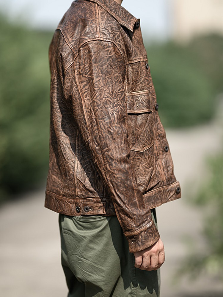 Vintage Wrinkled Real Sheepski - مراجعة Leather Work Jacket Mens وسعره