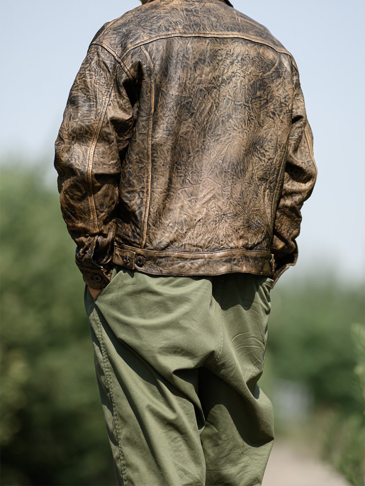 Vintage Wrinkled Real Sheepski - مراجعة Leather Work Jacket Mens وسعره