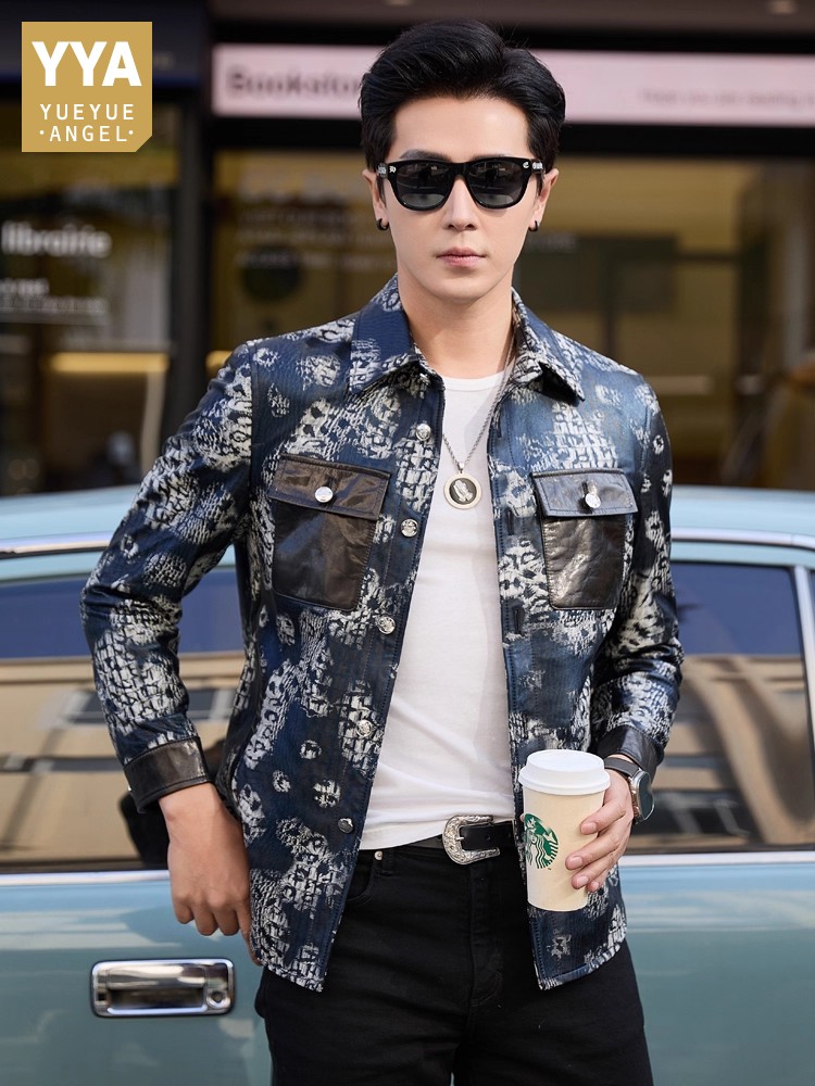 Luxury New Fashion Floral Prin - مراجعة Leather Work Jacket Mens وسعره