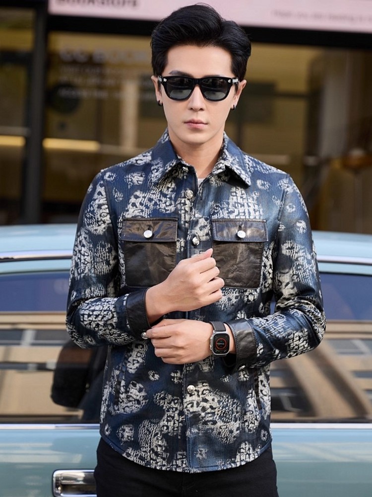 Luxury New Fashion Floral Prin - مراجعة Leather Work Jacket Mens وسعره