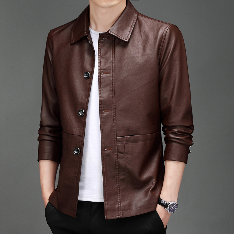 Autumn New Leather Suit Jacket - مراجعة Leather Work Jacket Mens وسعره