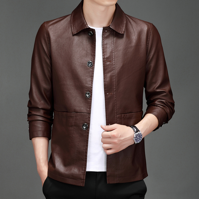 Autumn New Leather Suit Jacket - مراجعة Leather Work Jacket Mens وسعره