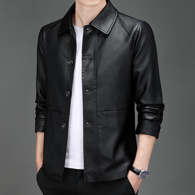 Autumn New Leather Suit Jacket - مراجعة Leather Work Jacket Mens وسعره