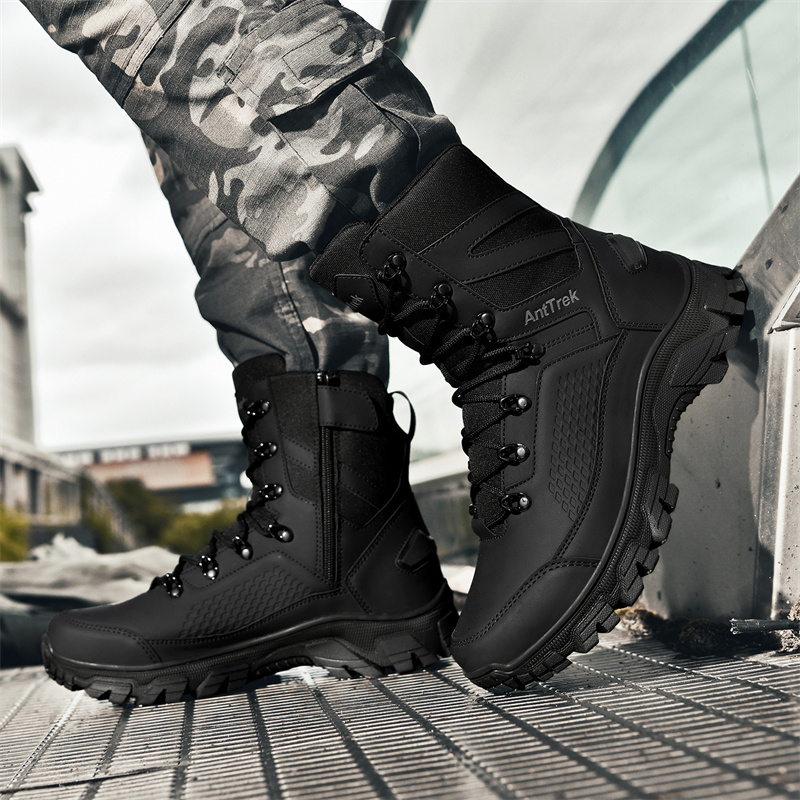 New Men Tactical Boots Hunting - مراجعة Leather Work Flats وسعره
