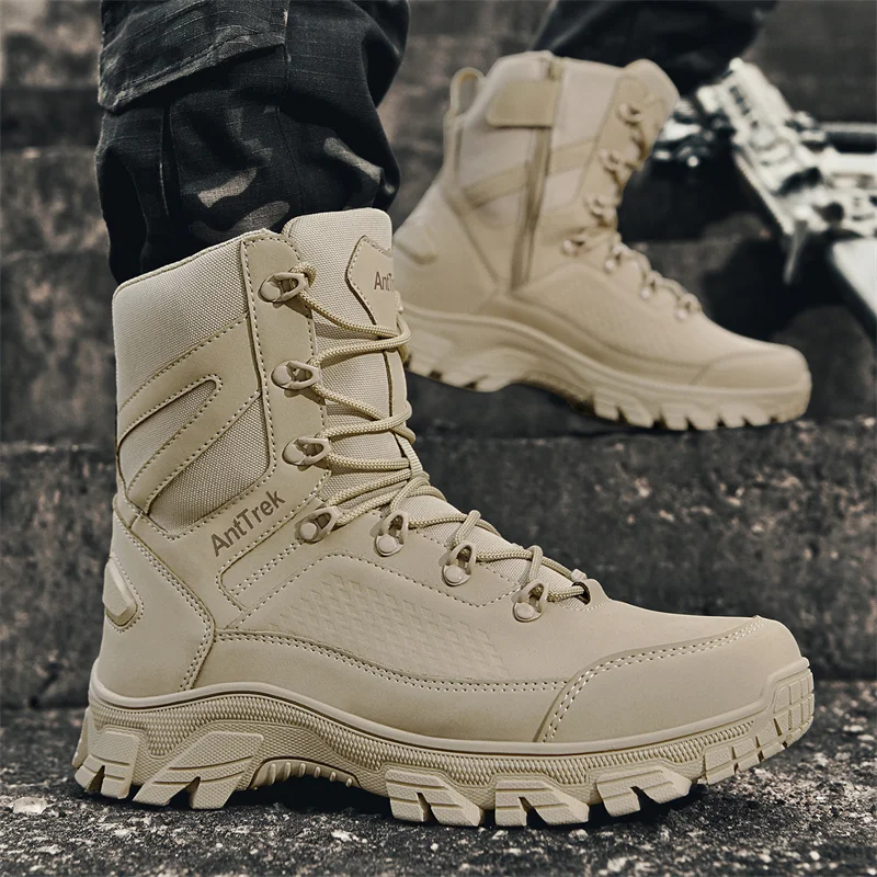New Men Tactical Boots Hunting - مراجعة Leather Work Flats وسعره