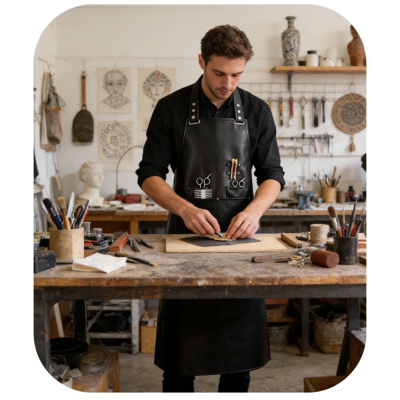 PU Soft Leather Apron Barber's - مراجعة Leatherwork Apron وسعره