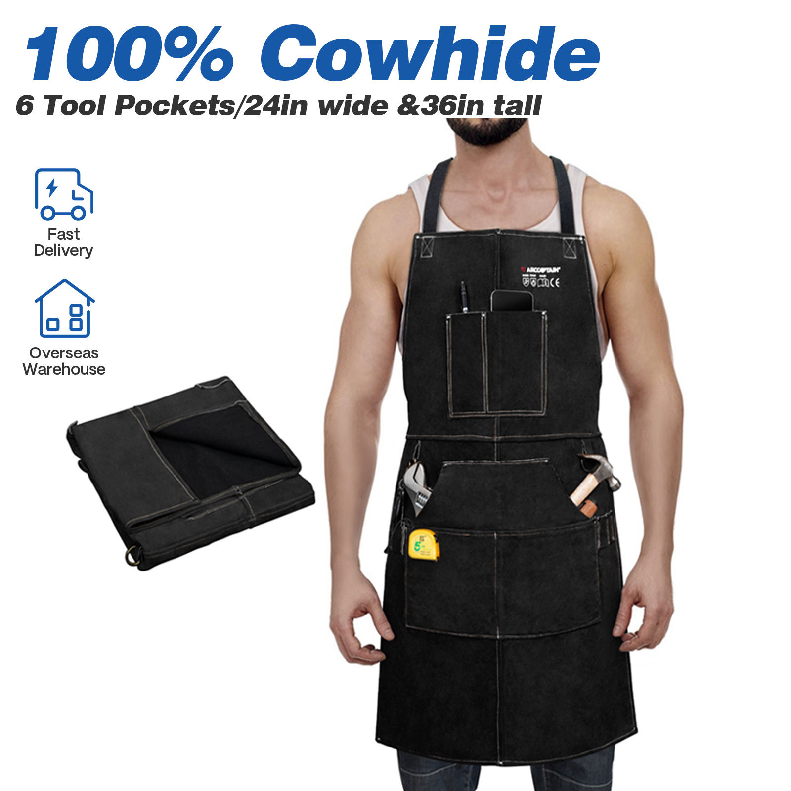 ARCCAPTAIN Leather Welding Wor - مراجعة Leatherwork Apron وسعره