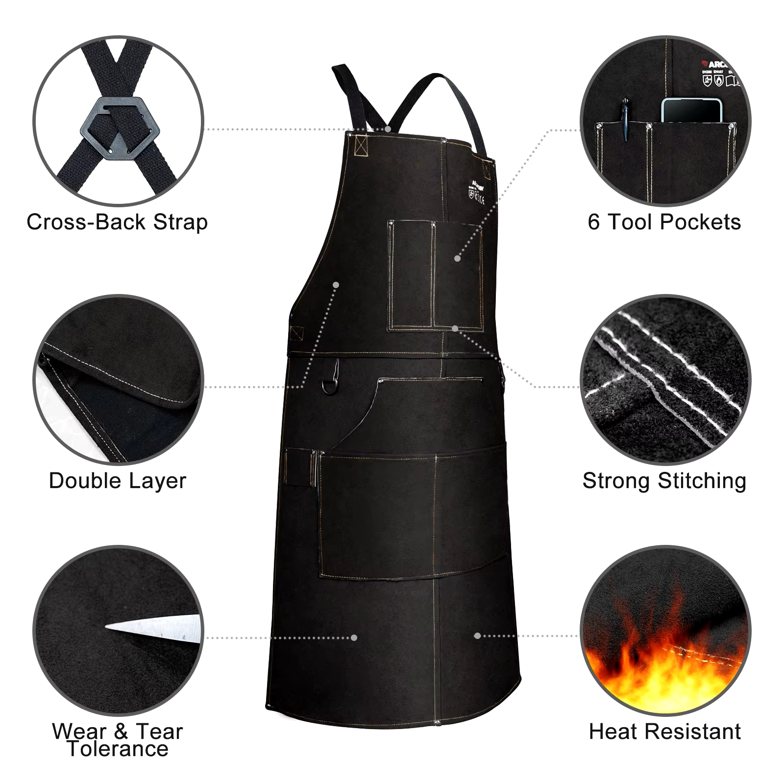 ARCCAPTAIN Leather Welding Wor - مراجعة Leatherwork Apron وسعره