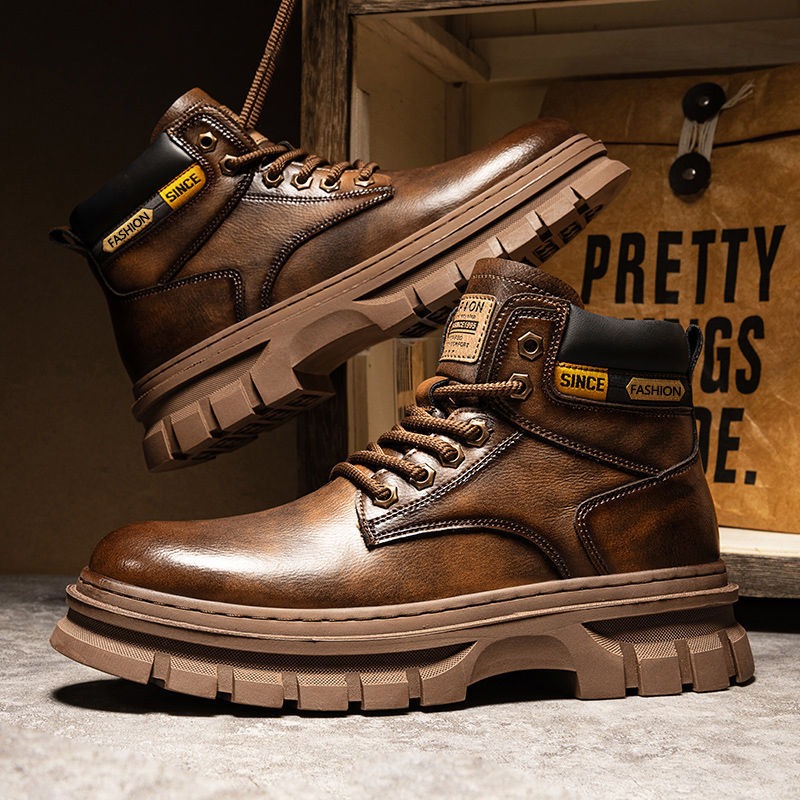 Vintage Men Platform Ankle Boo - مراجعة Leather Work Flats وسعره