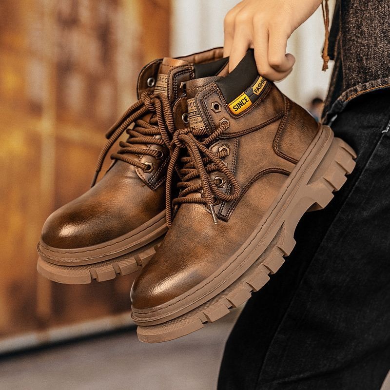 Vintage Men Platform Ankle Boo - مراجعة Leather Work Flats وسعره