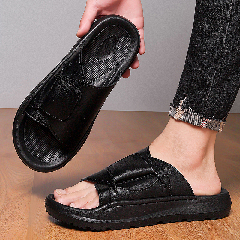 Leather Men's Slippers Slides  - مراجعة Leather Work Flats وسعره