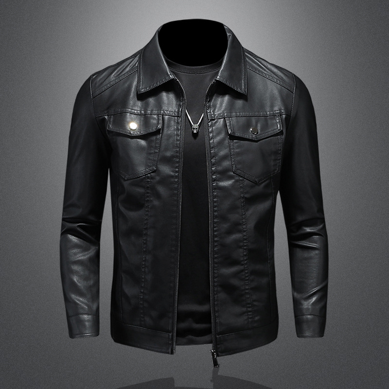Men's Lapel Leather Jacket Aut - مراجعة Leather Work Jacket Mens وسعره