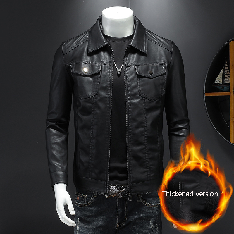 Men's Lapel Leather Jacket Aut - مراجعة Leather Work Jacket Mens وسعره