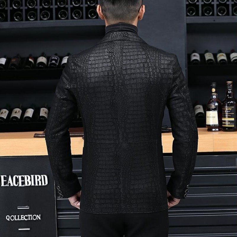 Autumn Business Men Sheepskin  - مراجعة Leather Work Jacket Mens وسعره