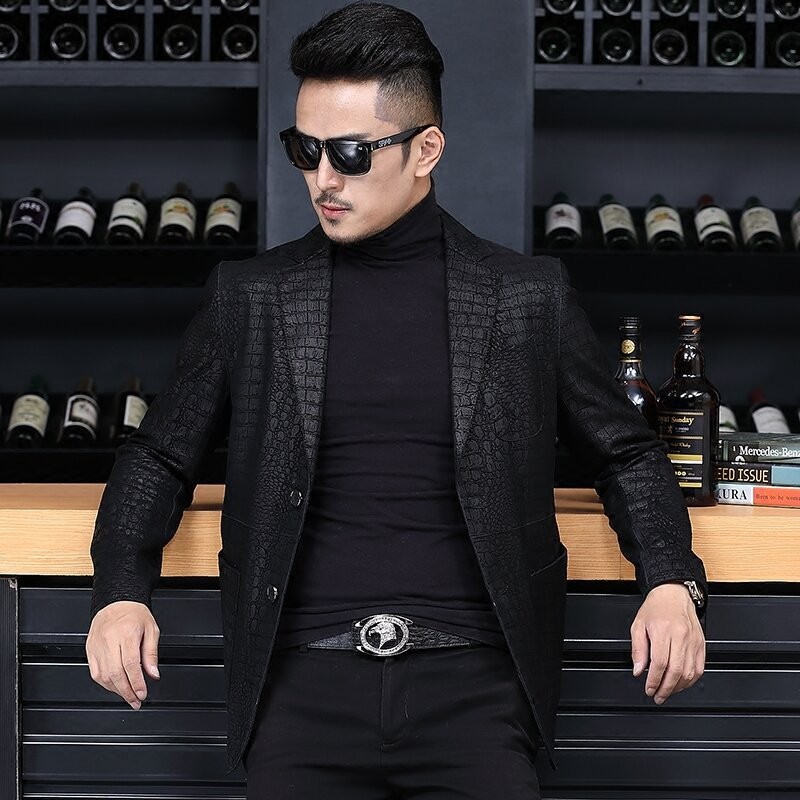 Autumn Business Men Sheepskin  - مراجعة Leather Work Jacket Mens وسعره