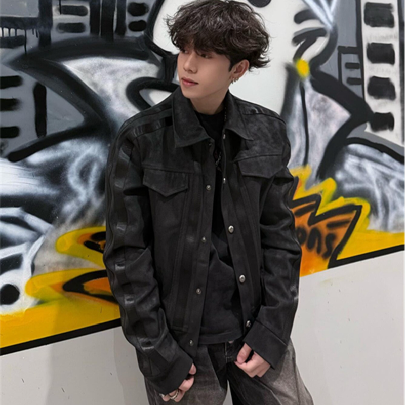 MWJLPWQ Retro Black Suede Spli - مراجعة Leather Work Jacket Mens وسعره