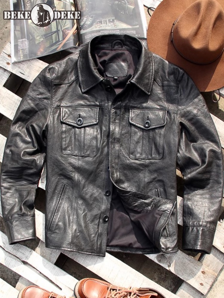 Punk Mens Genuine Leather Jack - مراجعة Leather Work Jacket Mens وسعره