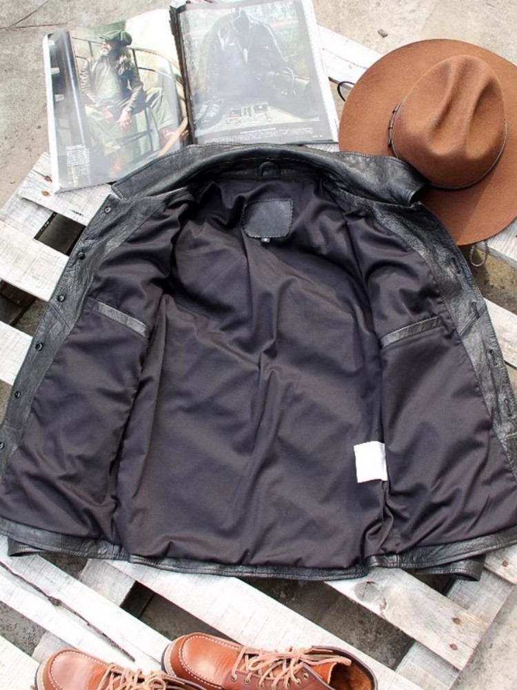 Punk Mens Genuine Leather Jack - مراجعة Leather Work Jacket Mens وسعره
