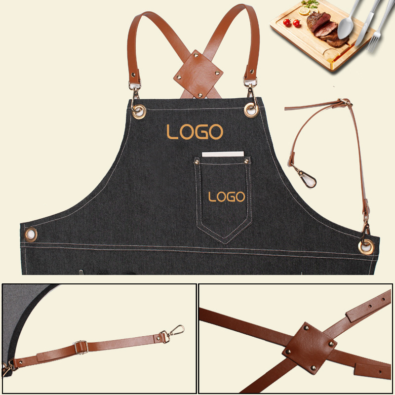 Floral PU Leather Straps Denim - مراجعة Leatherwork Apron وسعره