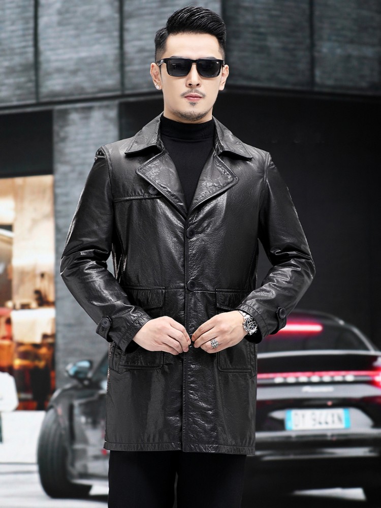 Luxury Men Business Work Slim  - مراجعة Leather Work Jacket Mens وسعره