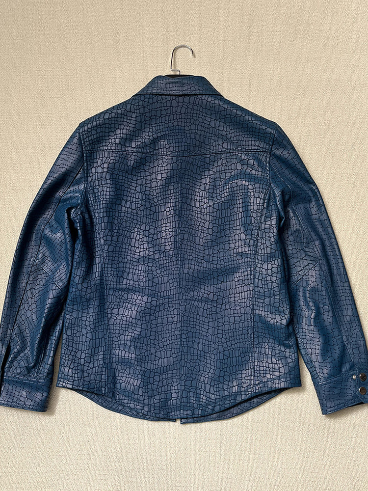 Men Spring Crocodile Pattern R - مراجعة Leather Work Jacket Mens وسعره