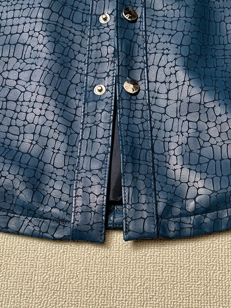 Men Spring Crocodile Pattern R - مراجعة Leather Work Jacket Mens وسعره